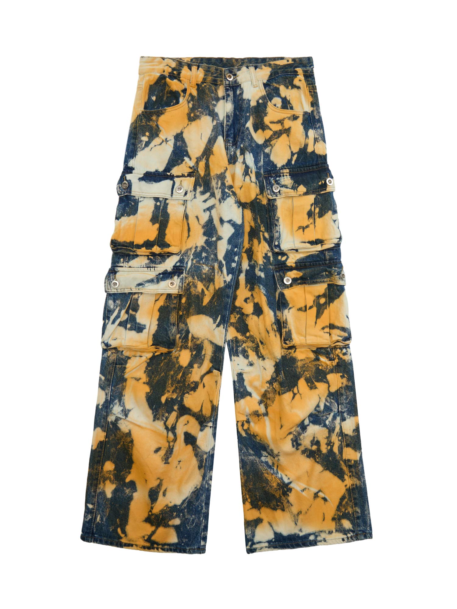 Thesupermade Tie-dye Waste Style Camouflage Cargo Jeans