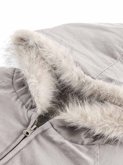 Veste matelassée à capuche en fourrure épissée - 2285
