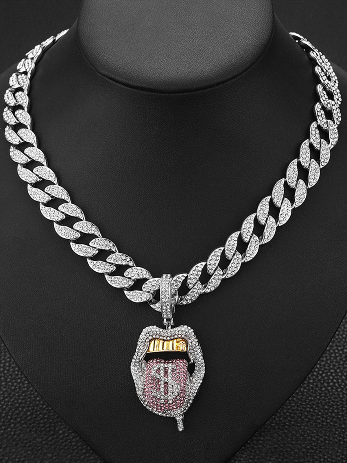 Thesupermade Hip Hop Diamond Tongue Cuban Necklace