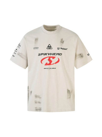 Wasteland Style Heavy Dirty Dyed Print T-shirt