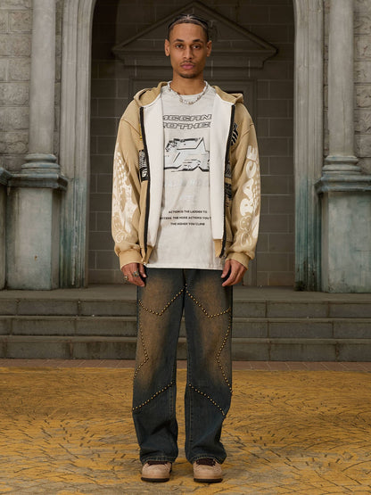 Thesupermade High Street Hip-Hop Patchwork Langarm-T-Shirt - 2269