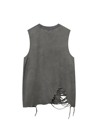 Weste mit zerrissenem Grafik-Kreuz-Print im Used-Look