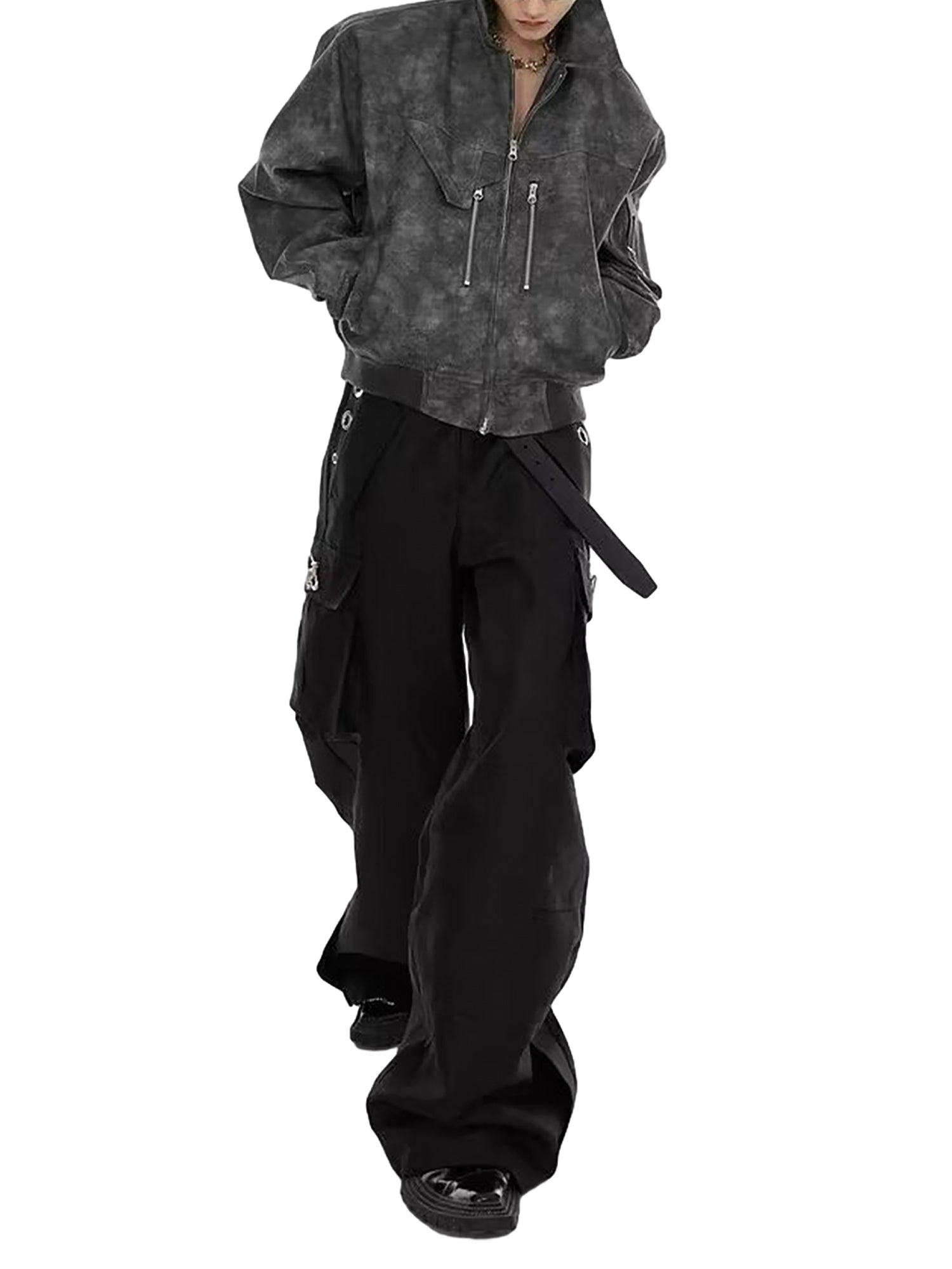 Veste de moto vintage en daim style street rap Thesupermade - 2232