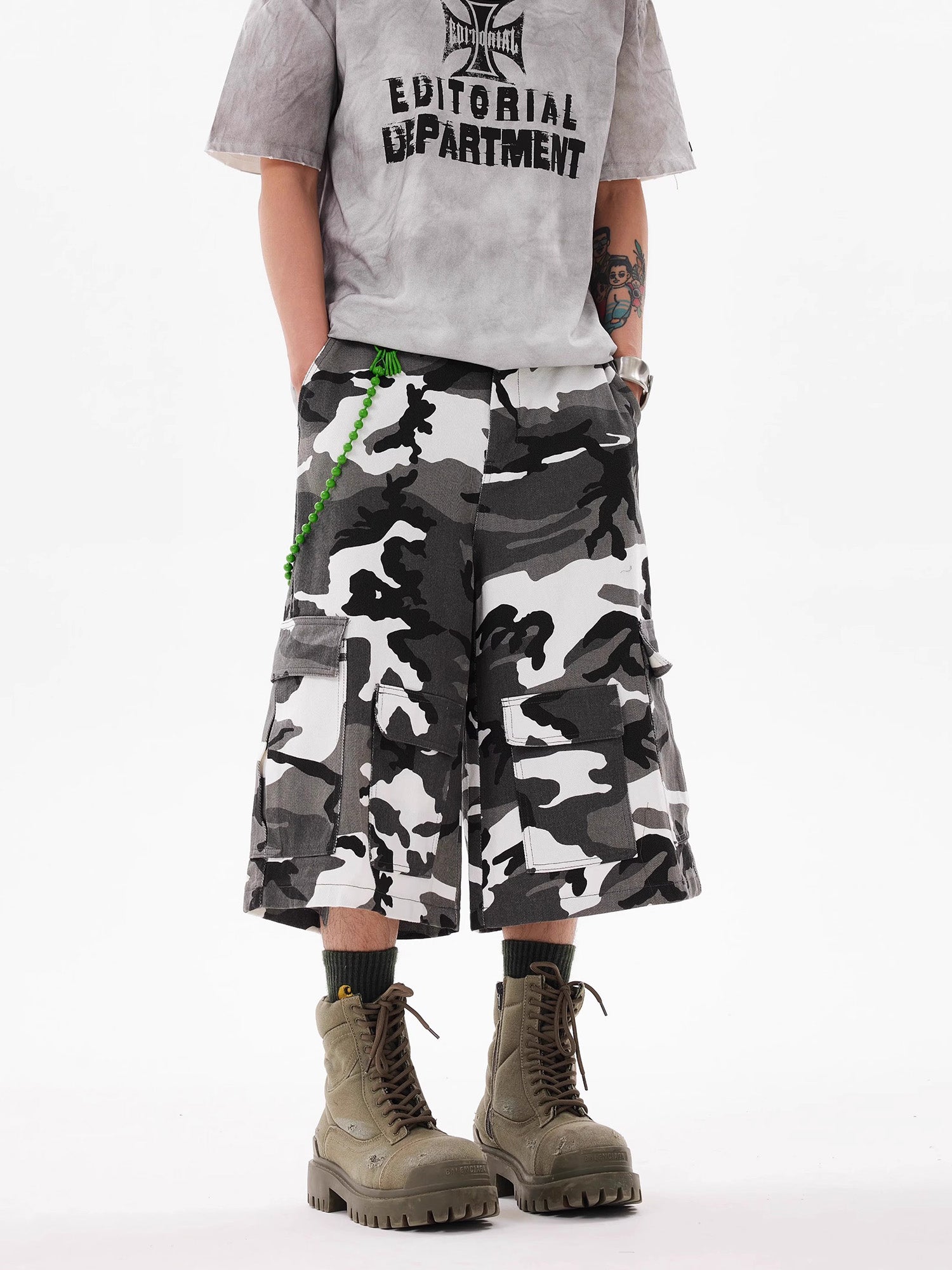 Thesupermade American High Street Camouflage Workwear Casual Jorts