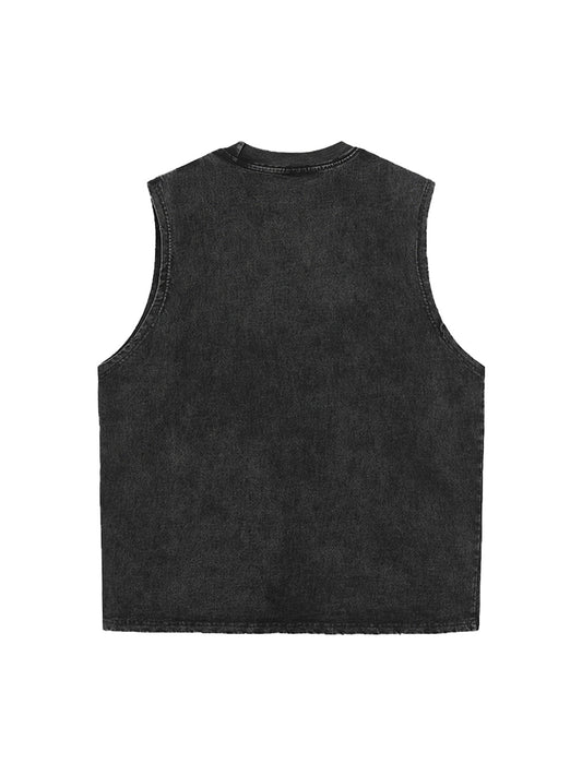Original Stylish Graphic Tank Top  Sleeveless Denim Vest