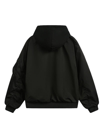 Veste bomber à capuche plissée en deux parties