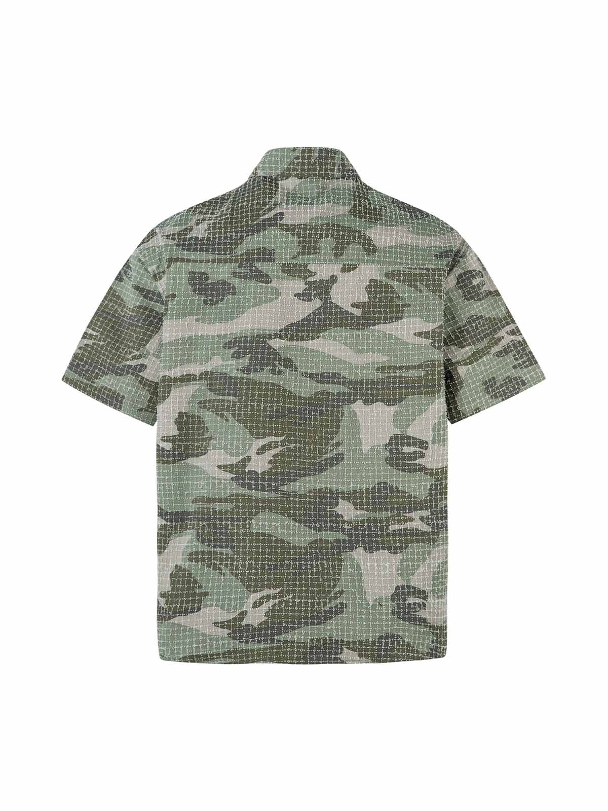 Gewaschenes, gebürstetes Kurzarmhemd mit Camouflage-Muster