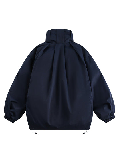 Veste vintage surdimensionnée à col montant plissé