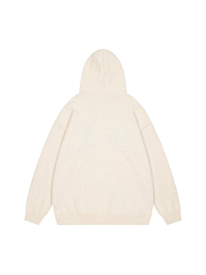 Thesupermade Star Knit Hooded Zip Up Cardigan Sweater