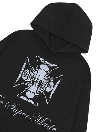 Kapuzenpullover mit Street Cross-Buchstaben-Print