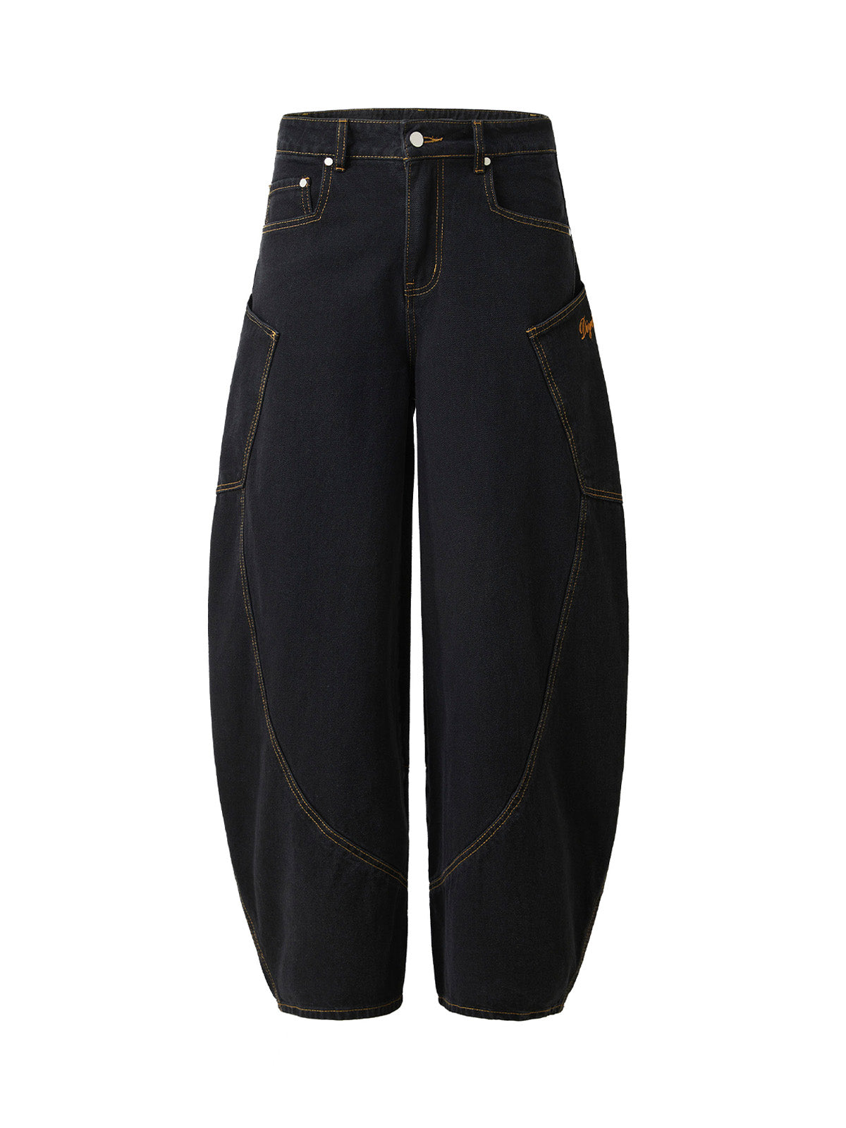 Embroidered Barrel Leg Jeans