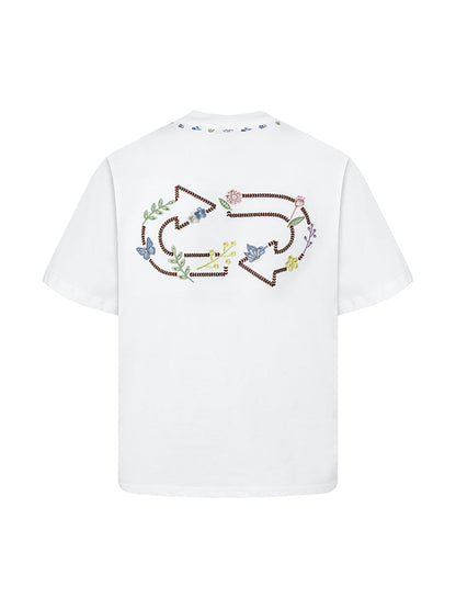 Embroidered Floral Crew Neck T-Shirt