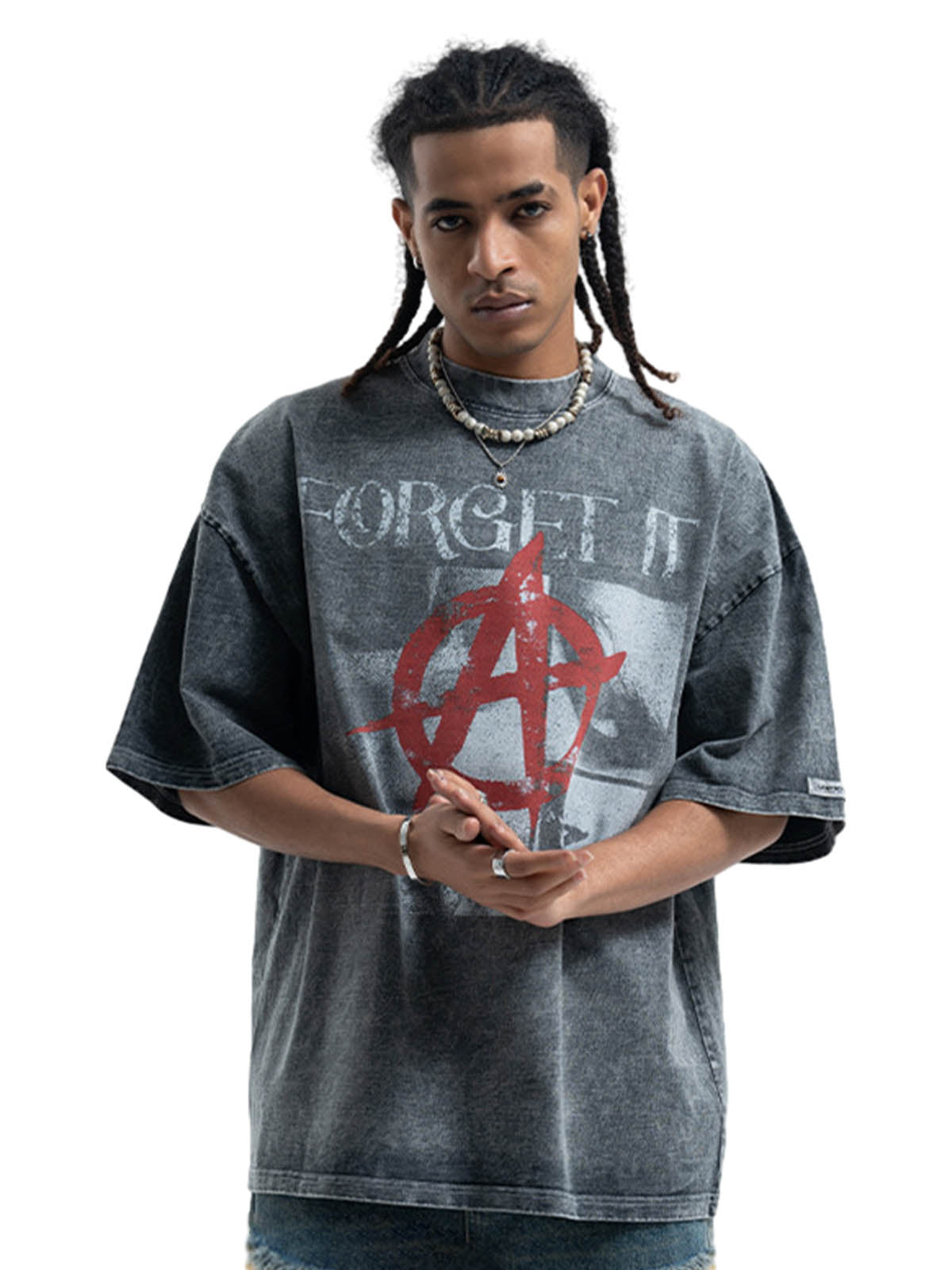 Street Retro Anti-War Distressed Print T-Shirt