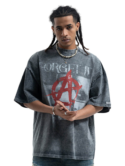 Street Retro Anti-War Distressed Print T-Shirt