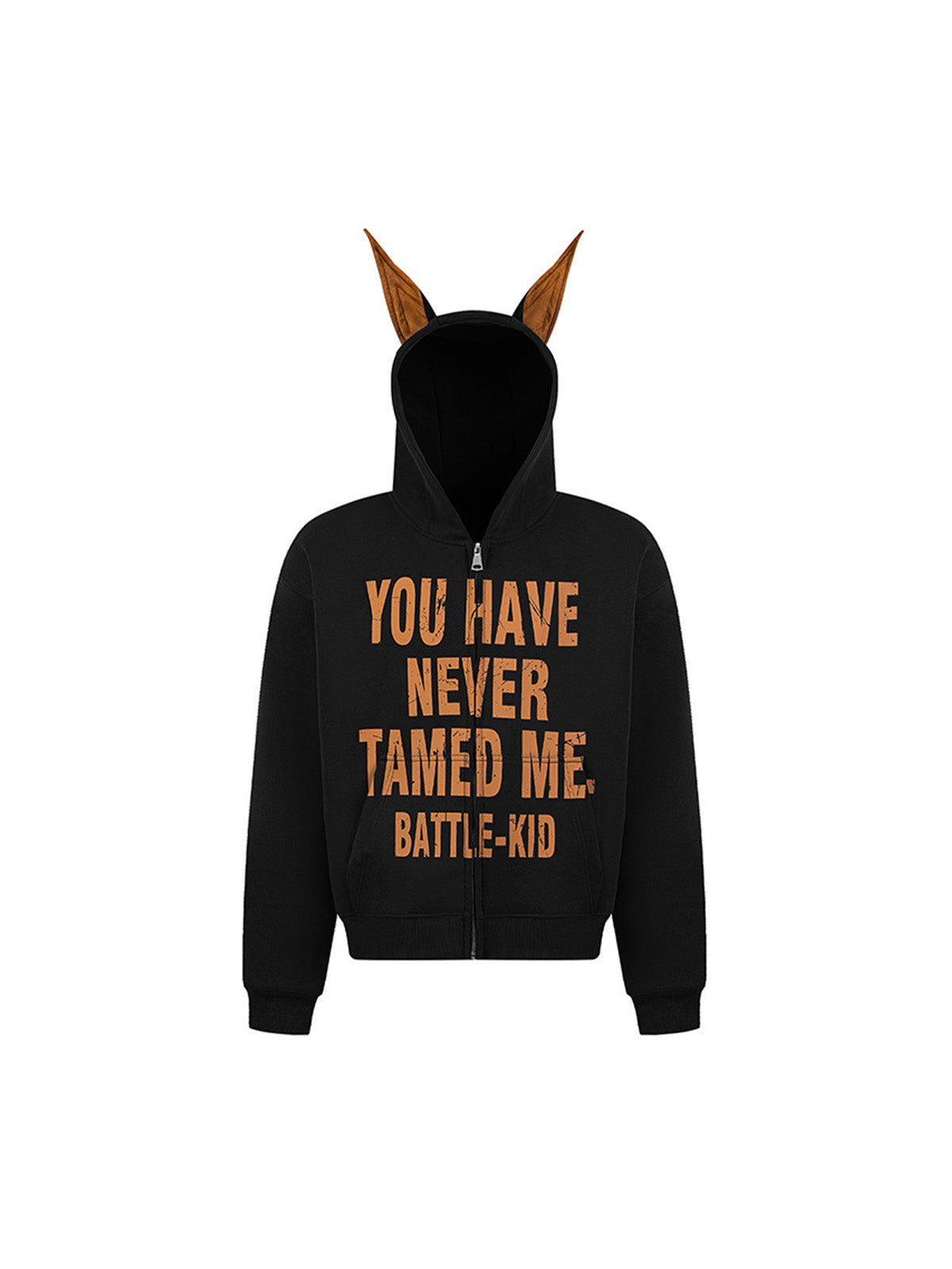 Thesupermade Mottled Letter Graphic Hooded Sweatshirt - 2227