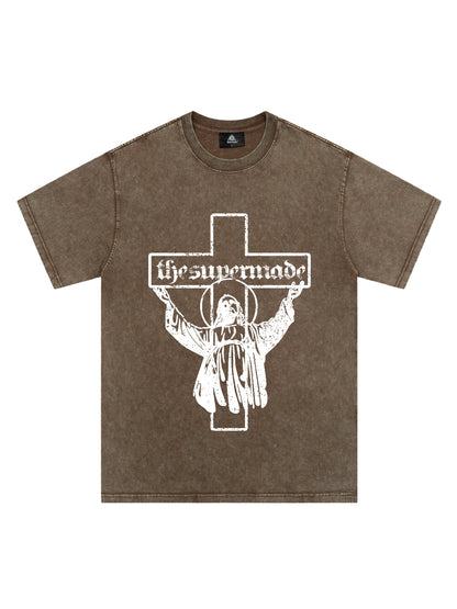 Original Distressed Cross Graphic T-Shirt