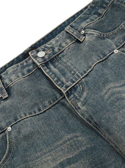 Washed Ripped Barrel Jeans