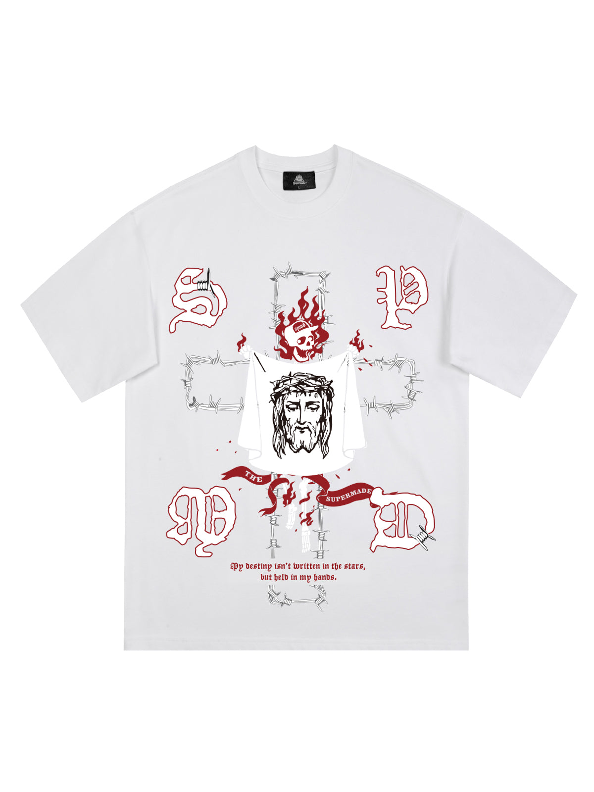 T-Shirt mit Original-Totenkopf- und Jesus-Print