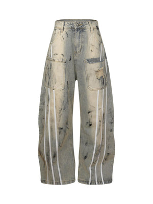 Street Stripe Dirty Dye Barrel Jeans