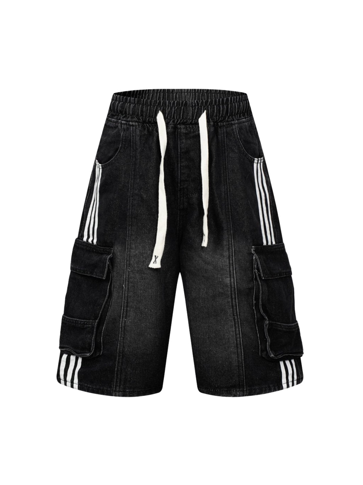 Washed Cargo Denim Shorts