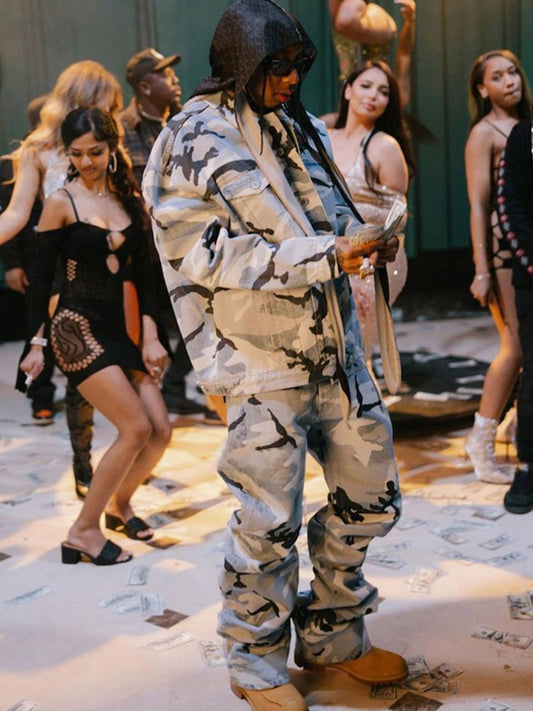 Street Retro Camouflage Baggy Jeans
