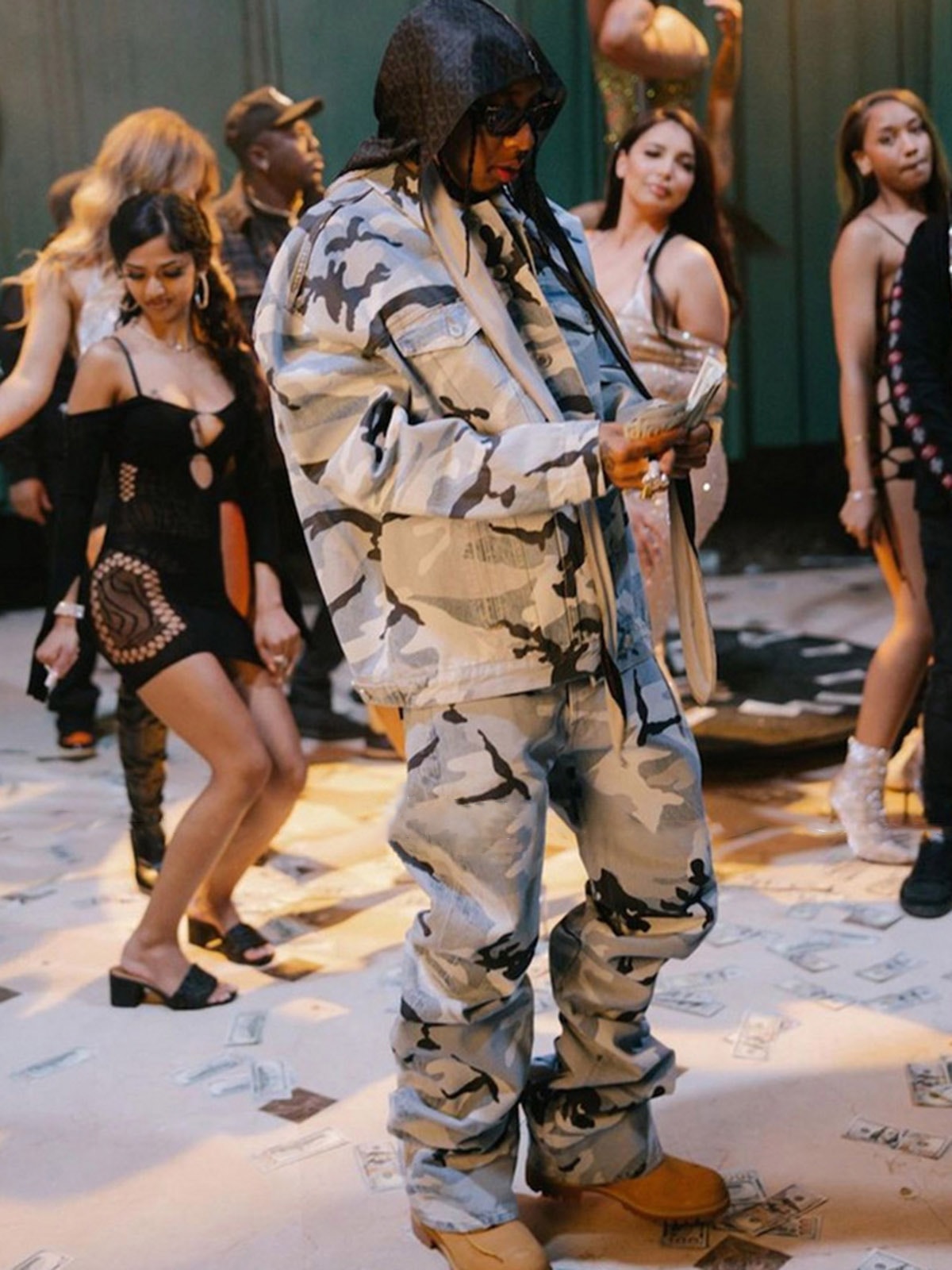Street Retro Camouflage Baggy Jeans