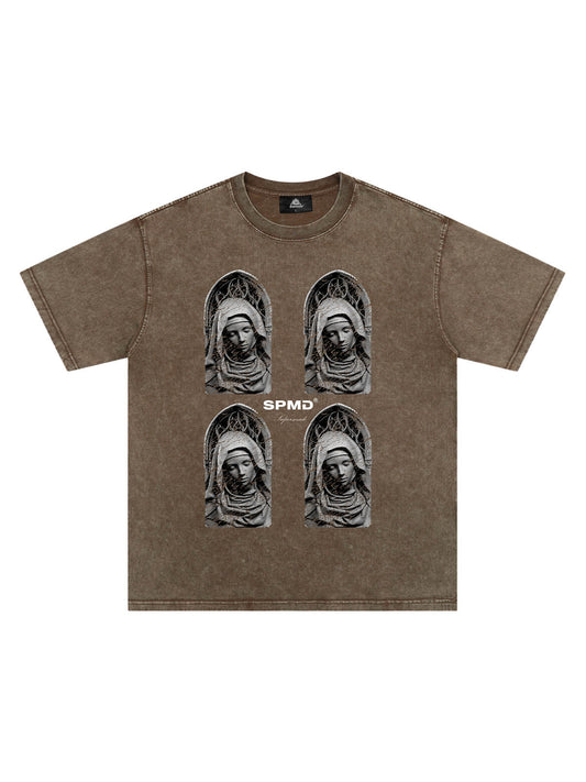 Original Virgin Mary Mottled Sculpture Print T-Shirt