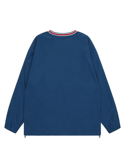 Thesupermade Retro-Sweatshirt mit V-Ausschnitt und Monogramm, bestickt – 2146 