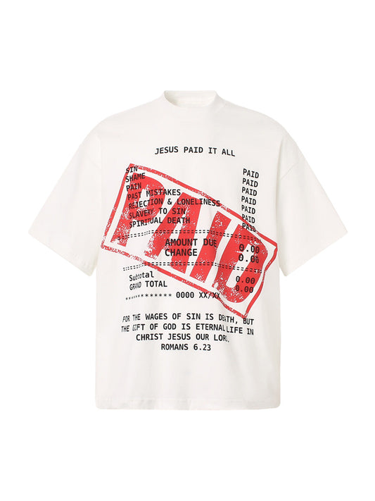 Street PAID Letter Slogan T-shirt - 2363
