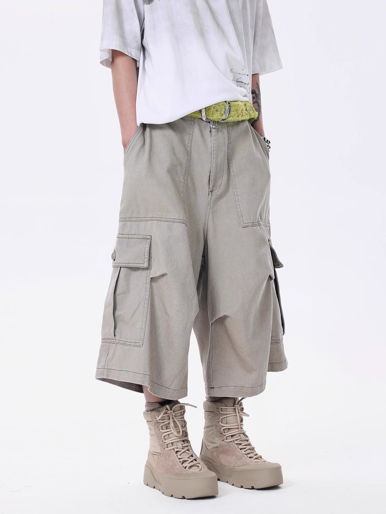 Thesupermade High Street Multi-pocket Workwear Casual Jorts