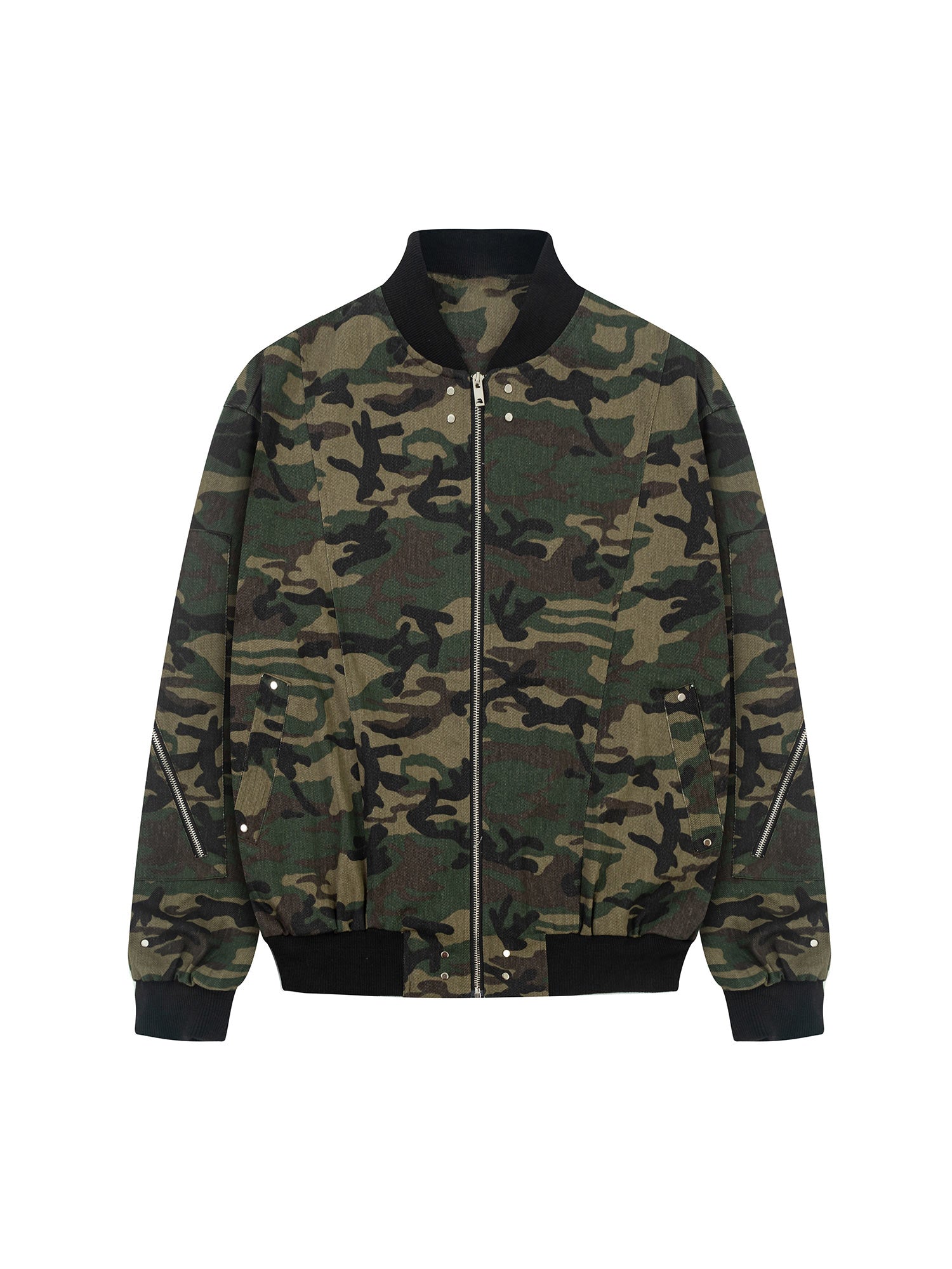 Veste bomber camouflage cargo supermade à fermetures éclair multiples