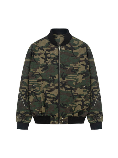 Veste bomber camouflage cargo supermade à fermetures éclair multiples