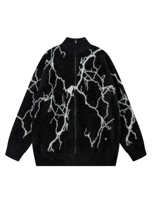 Pull zippé en fausse fourrure de vison à motif graphique Lightning de TheSupermade