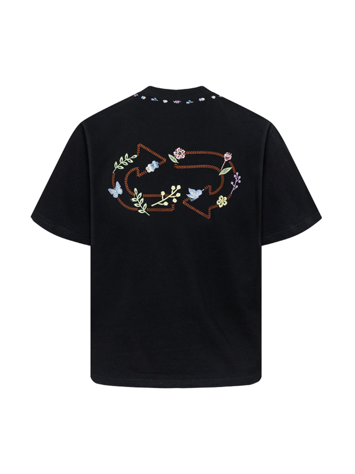 Embroidered Floral Crew Neck T-Shirt