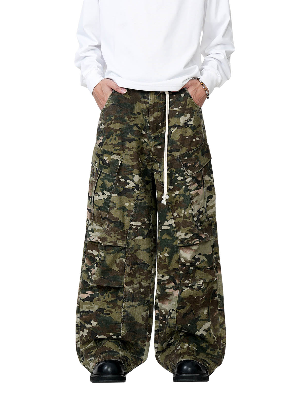 Camouflage Drawstring Cargo Pants