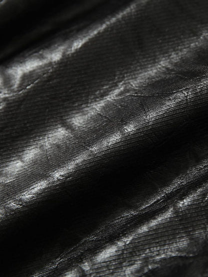 Lederjacke mit Spitzenbeschriftung und Fellkapuze