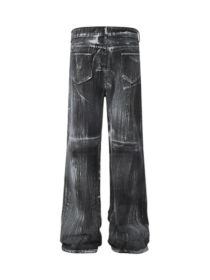 Dekonstruierte Split-Jeans im Street Batik-Stil