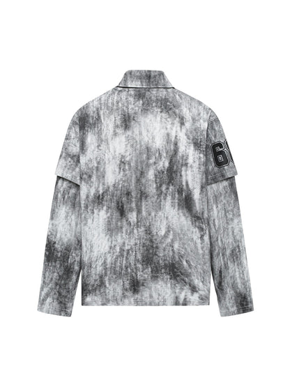 Polo à manches longues et imprimé tie-dye en deux pièces - 2366