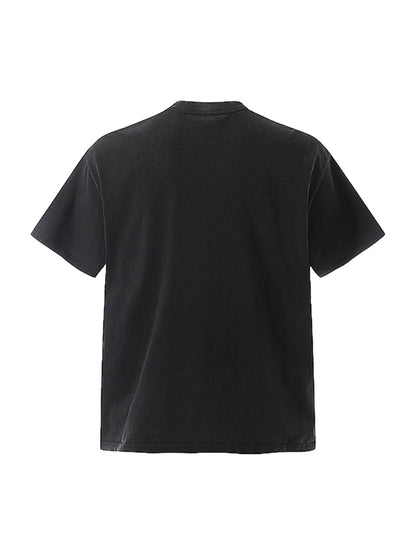 T-shirt à manches courtes effet vieilli avec imprimé badge