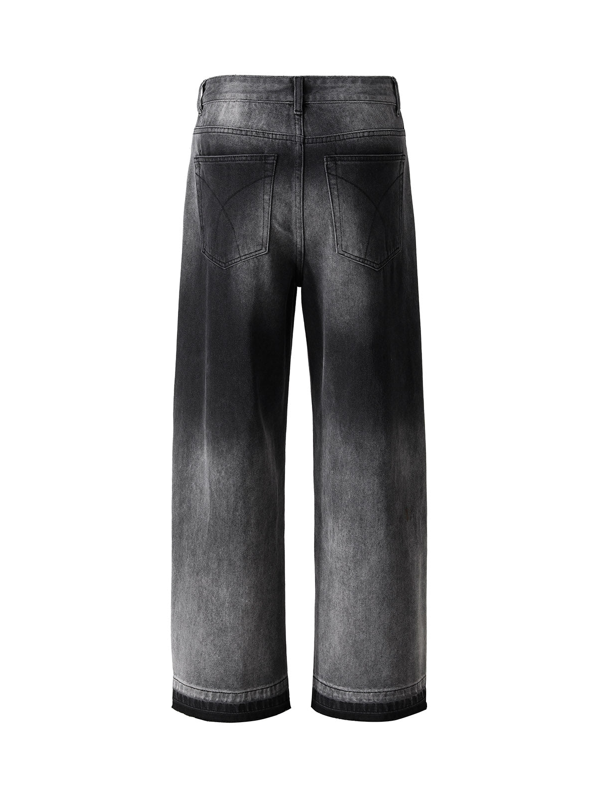 Washed Raw Edge Straight Jeans