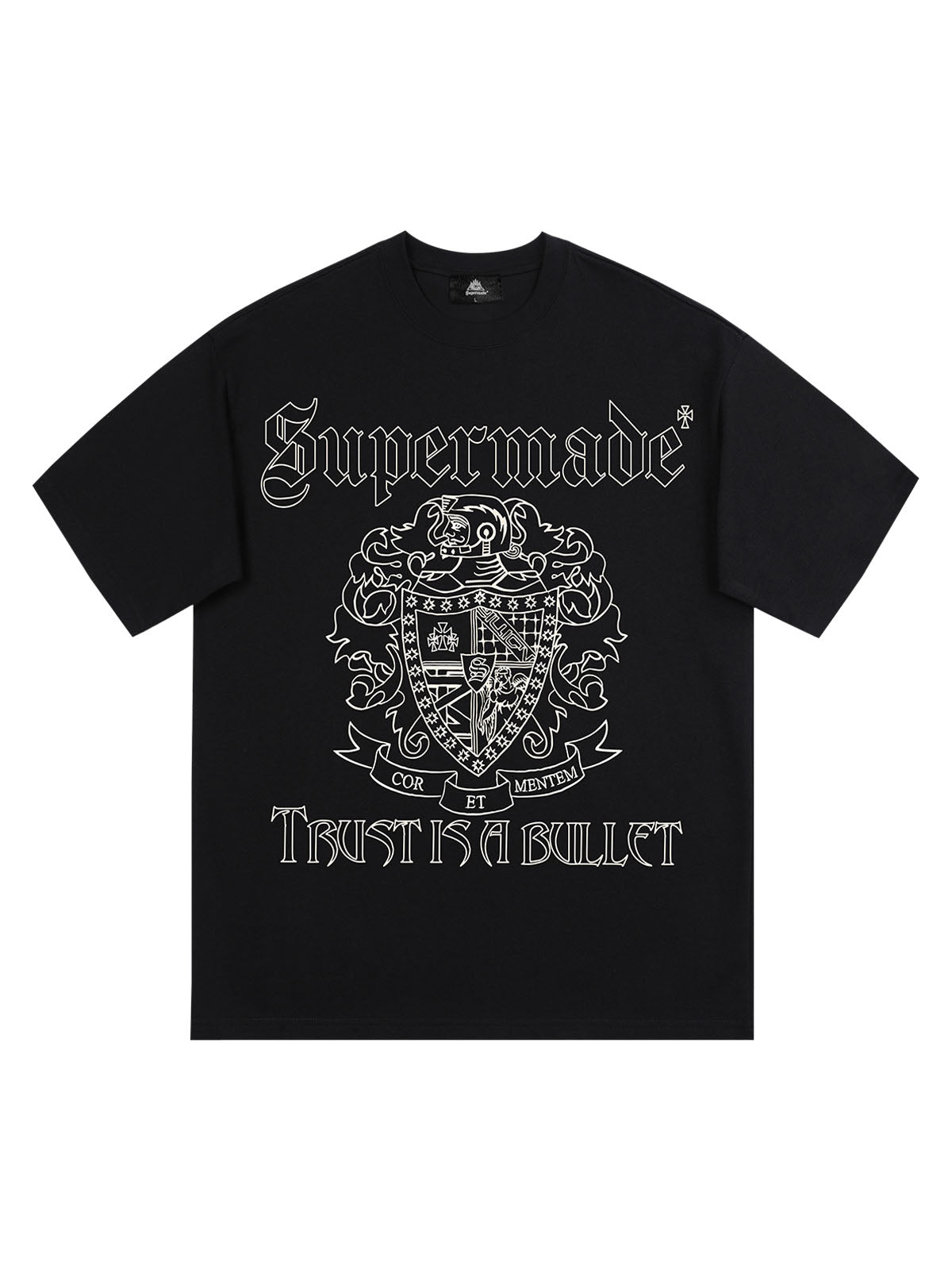Original Gothic Letter Family Shield Badge Print T-Shirt