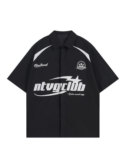 Racing Style Oversized Short Sleeve Shirt