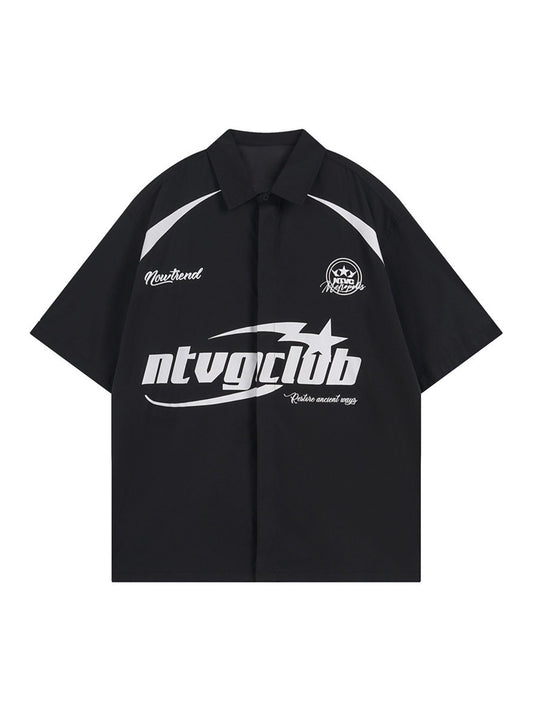 Racing Style Oversized Short Sleeve Shirt