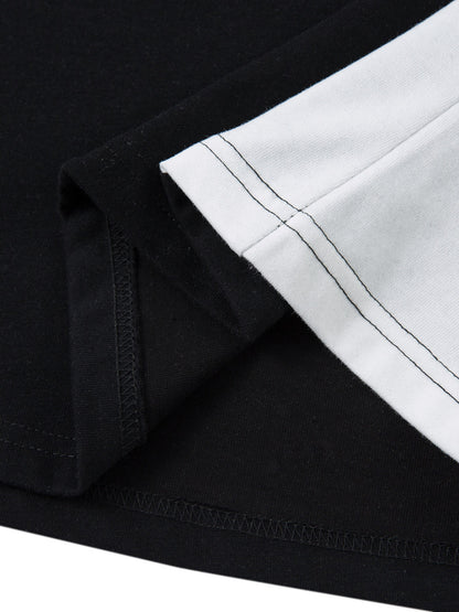 T-Shirt mit Motorrad-Aufdruck in Kontrastfarbe – 2325