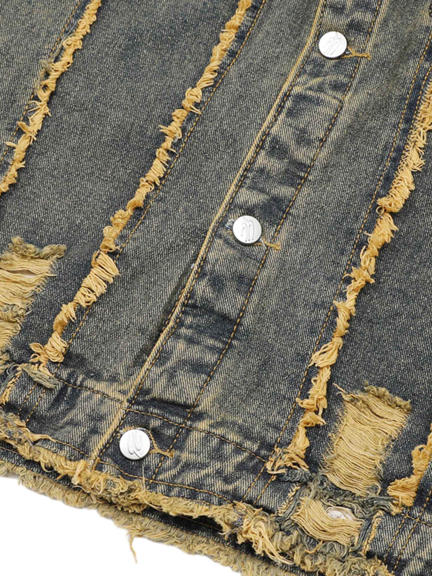 Veste en jean vieilli à bords bruts Supermade