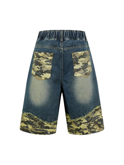 Distressed-Camouflage-Jeansshorts