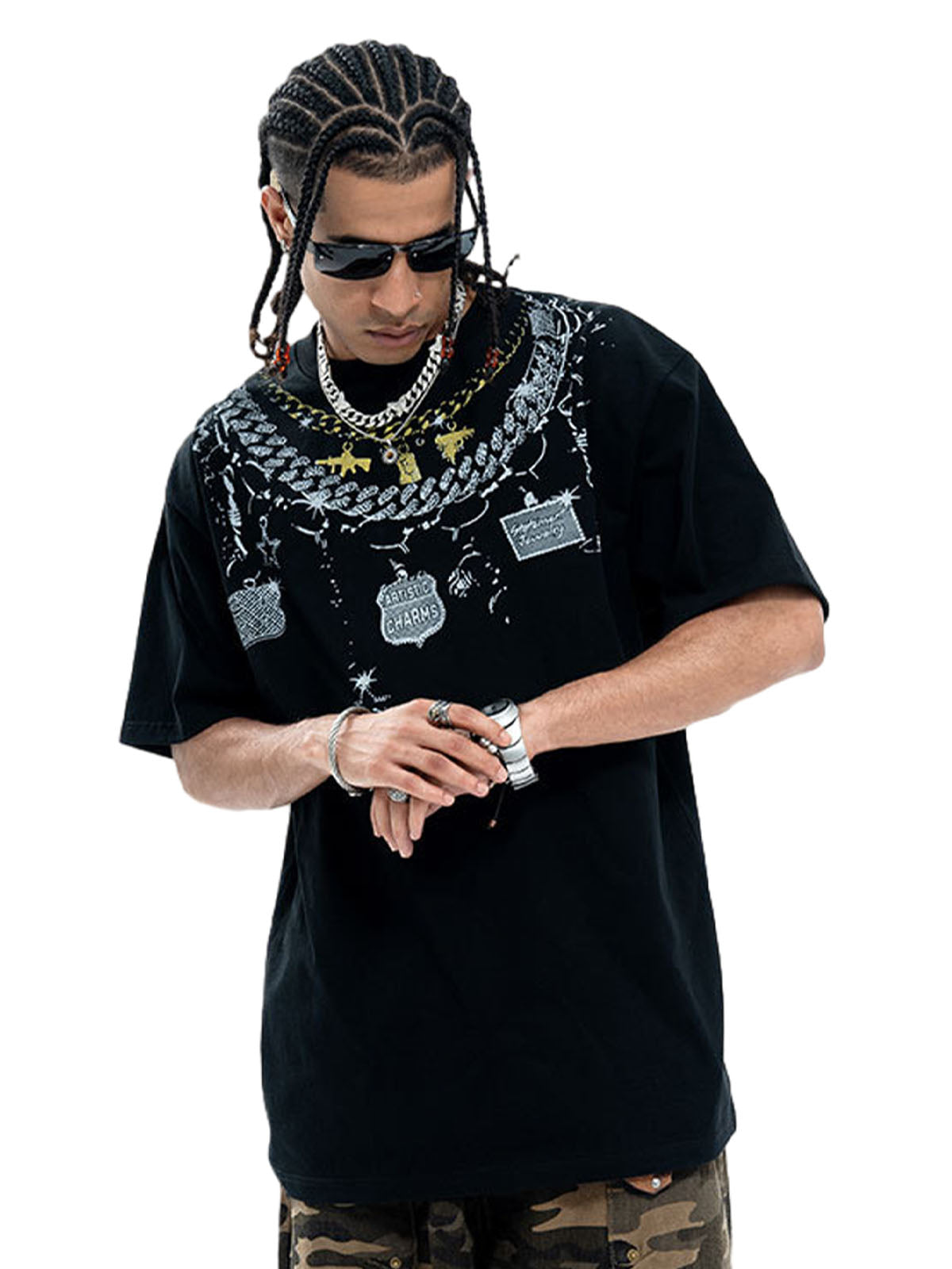 Chain Print Crew Neck T-Shirt