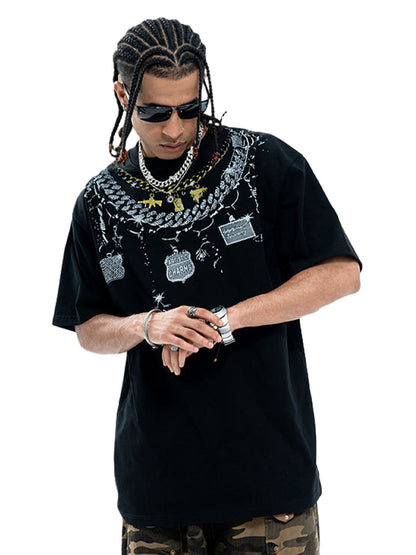 Chain Print Crew Neck T-Shirt