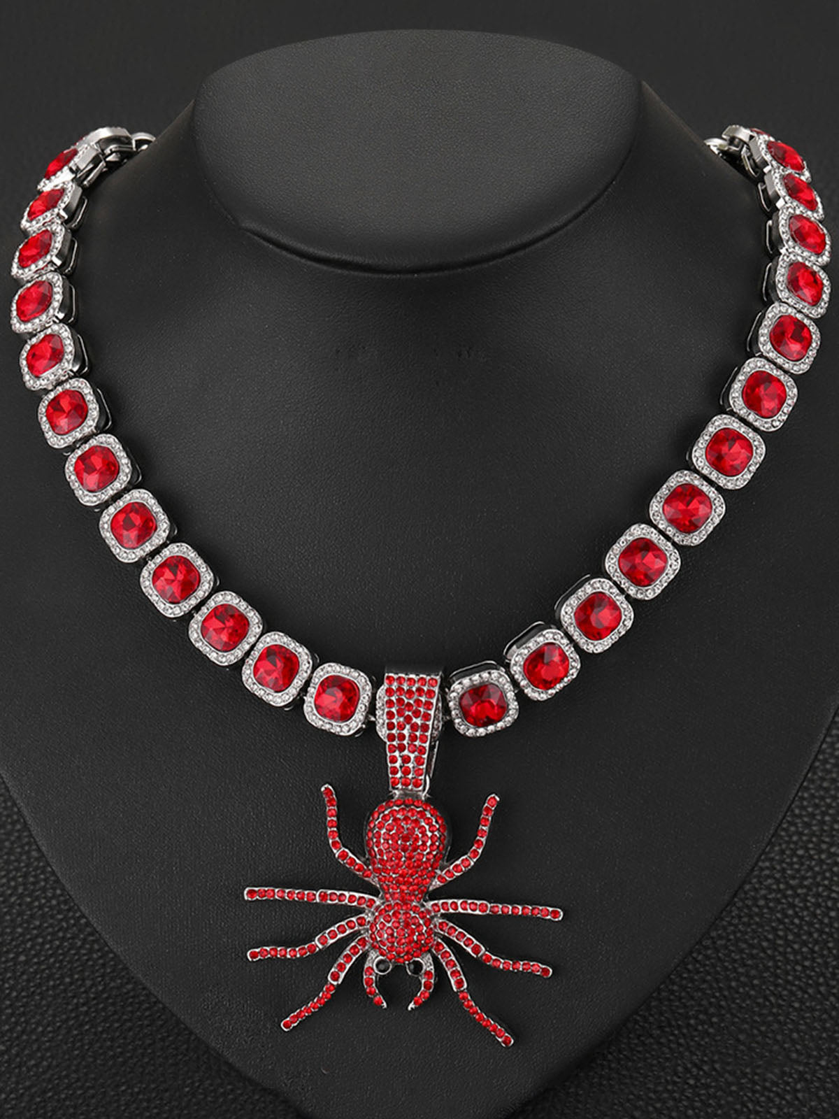 Thesupermade Punk Style Red Spider Cuban Necklace