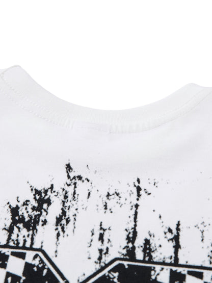 Kurzarm-T-Shirt mit Retro-Graffiti-Schriftzug – 2341